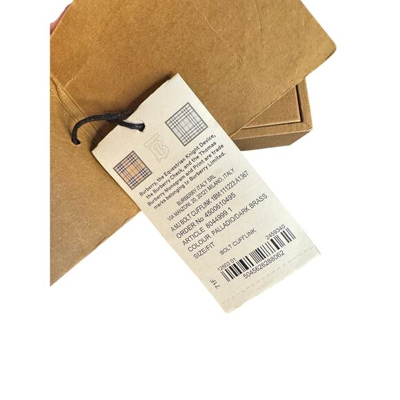 Burberry NWT Bolt Cufflinks in Palladium/Dark Brass - Picture 9 of 9